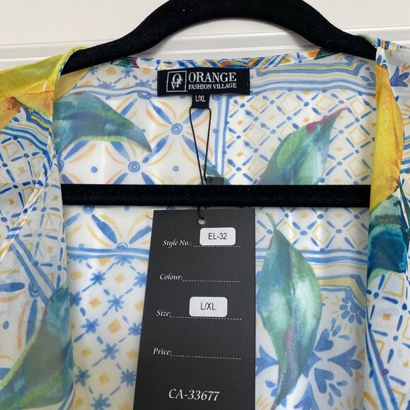 Orange Fashion Village Sheer 100% Polyester Jacket with Lemons - Picture 2 of 6